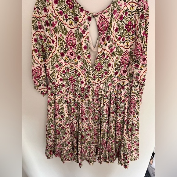 TORRID Ivory Floral 3/4 Sleeves Challis Skater Dress Women Plus Sz 1X 14 16 - Picture 9 of 13